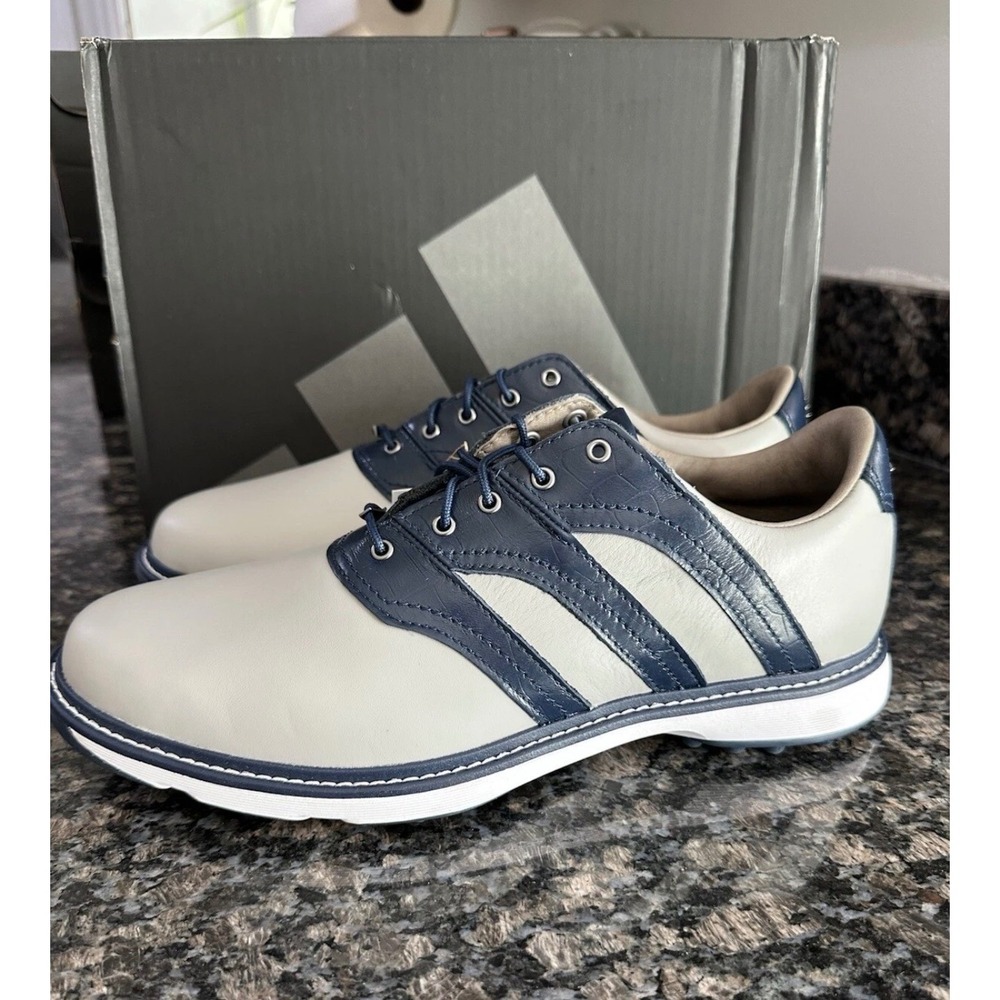 Adidas MC Z-Traxion Golf Shoes White Navy Leather Spikeless IH5151 Mens 12